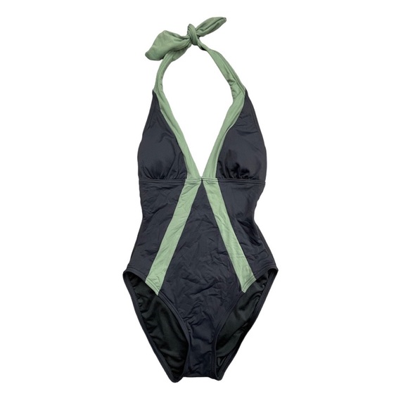 Vince Camuto Sun Block Color-Block Halter One-Piece Swimsuit - Picture 3 of 12